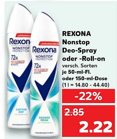 REXONA Nonstop Deo-Spray oder -Roll-on -22%