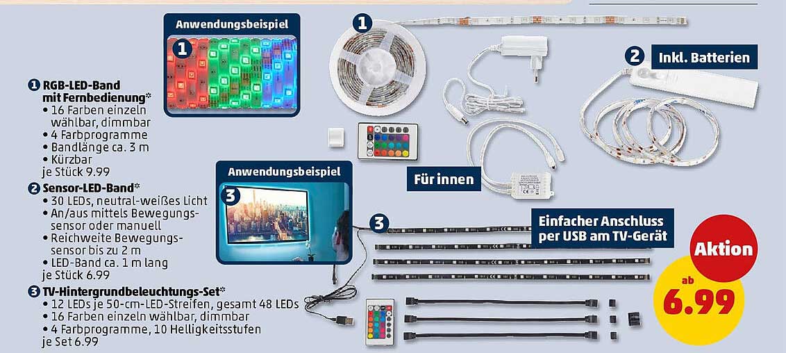 RGB-LED-Band mit Fernbedienung, Sensor-LED-Band und TV-Hintergrundbeleuchtungs-Set