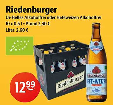 Riedenburger Ur-Helles alkoholfrei oder Hefeweizen alkoholfrei 10 x 0,5 l + Pfand 2,30 €