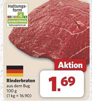 Rinderbraten aus dem Bug 100 g für 1,69 €