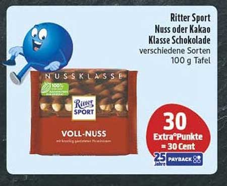 Ritter Sport Nuss oder Kakao Klasse Schokolade 100 g Tafel