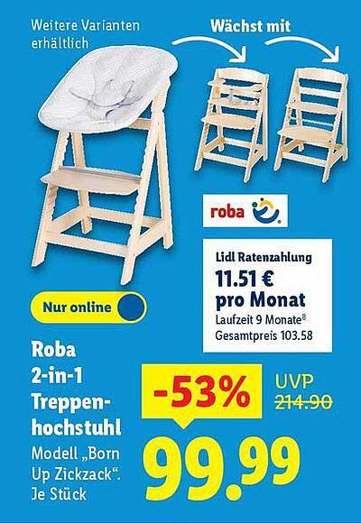 Roba 2-in-1 Treppenhochstuhl Modell 'Born Up Zickzack'
