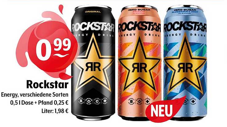 Rockstar Energy Drink – verschiedene Sorten für nur 0,99 €