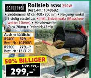 Rollsieb RS350 250W - 50% Billiger!