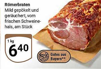 Römerbraten - Mild gepökelt und geräuchert vom frischen Schweinehals, am Stück