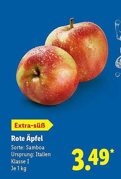 Rote Äpfel - Extra süß, Sorte Samboa, Ursprung Italien, Klasse I, je 1 kg