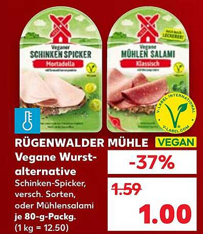 Rügenwalder Mühle Vegane Wurstalternative Schinken-Spicker und Mühlen-Salami