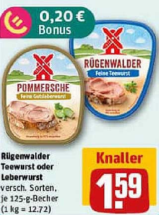 Rügenwalder Teewurst oder Leberwurst 125-g-Becher