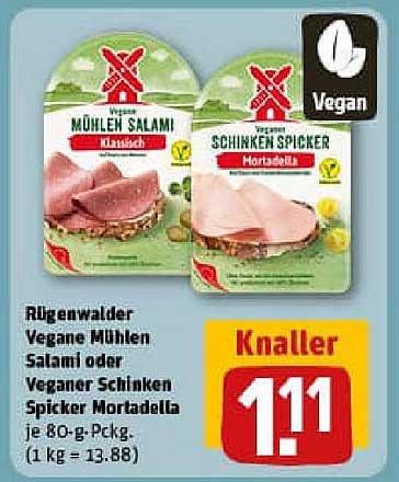 Rügenwalder Vegane Mühen Salami oder Veganer Schinken Spicker Mortadella