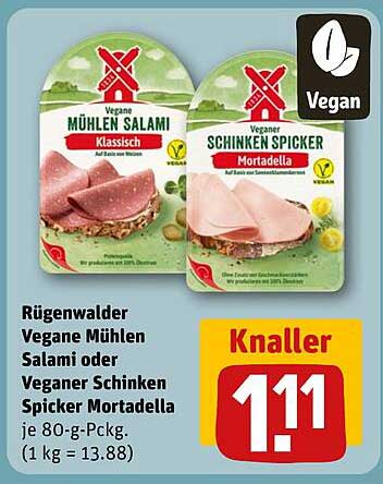 Rügenwalder Vegane Mühlen Salami oder Veganer Schinken Spicker Mortadella