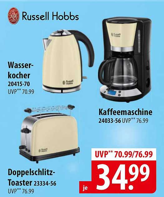 Russell Hobbs Wasserkocher, Kaffeemaschine und Doppelschlitz-Toaster