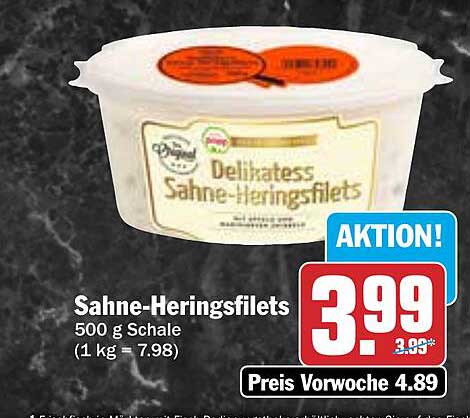 Sahne-Heringsfilets 500 g Schale