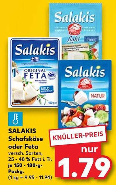 SALAKIS Schafskäse oder Feta, verschiedene Sorten