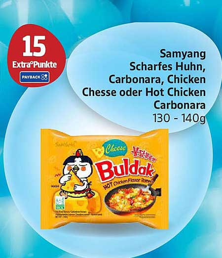 Samyang Scharfes Huhn, Carbonara, Chicken Cheese oder Hot Chicken Carbonara 130 - 140g