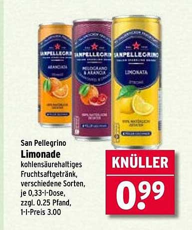 San Pellegrino Limonade 0,33 l Dose - verschiedene Sorten