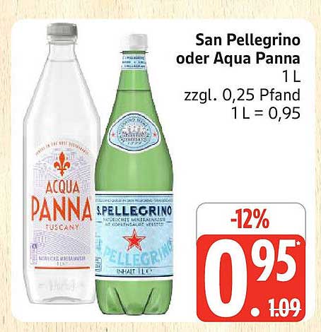 San Pellegrino oder Aqua Panna 1 L - Erfrischendes Wasser