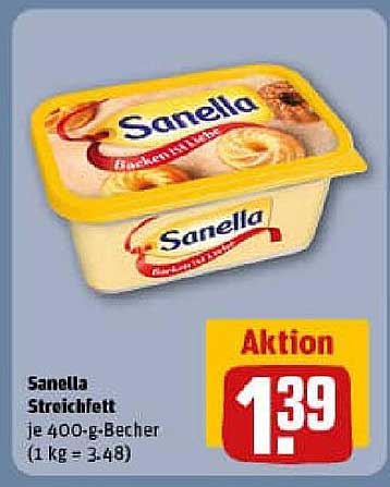 Sanella Streichfett 400 g für nur 1,39 €