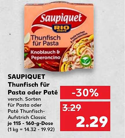 SAUPIQUET Thunfisch für Pasta oder Paté 115 - 160-g-Dose