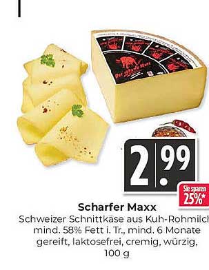Scharfer Maxx – Schweizer Schnittkäse aus Kuh-Rohmilch