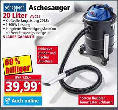 Scheppach Aschesauger 20 Liter AVC25