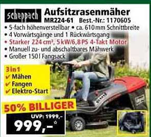 Scheppach Aufsitzrasenmäher MR224-61