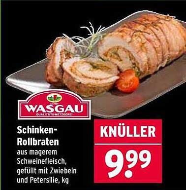 Schinken-Rollbraten aus magerem Schweinefleisch, gefüllt mit Zwiebeln und Petersilie, kg