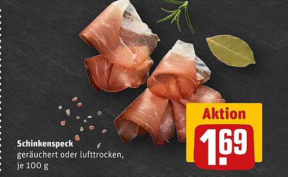 Schinken-Speck, geräuchert oder luftgetrocknet, je 100 g