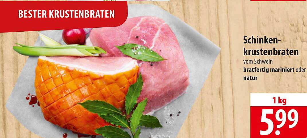 Schinkenkrustenbraten vom Schwein bratfertig mariniert oder natur