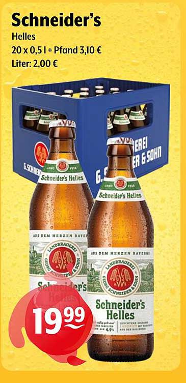 Schneider's Helles 20 x 0,51 l - Angebot