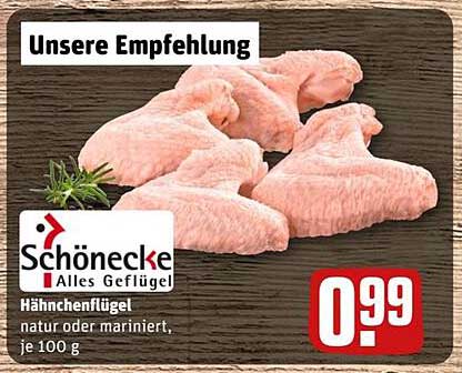 Schönecke Hähnchenflügel – natur oder mariniert, je 100 g