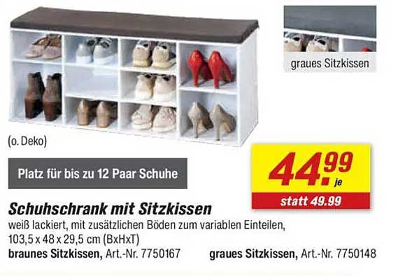 Schuhschrank mit Sitzkissen