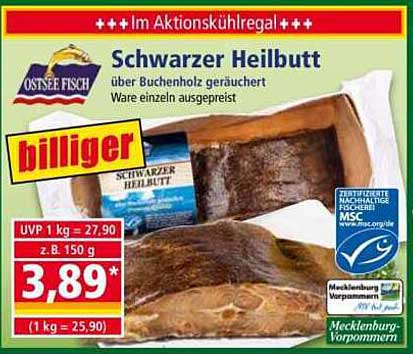 Schwarzer Heilbutt über Buchenholz geräuchert