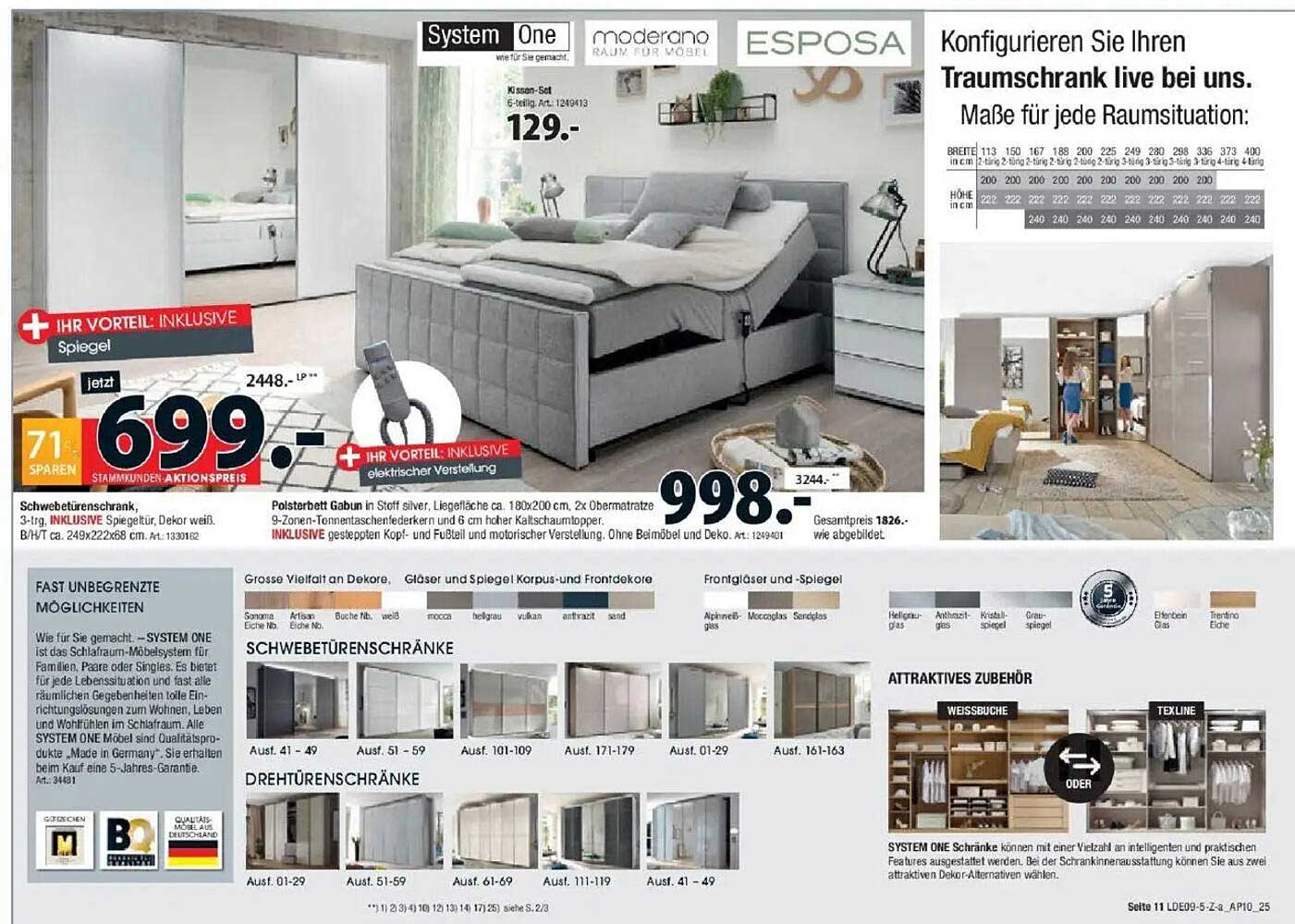 Schwebetüren-Schrank 3-tlg. inkl. Spiegel – jetzt nur 699€