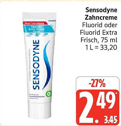 Sensodyne Zahncreme Fluorid oder Fluorid Extra Frisch, 75 ml