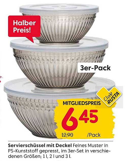 Servierschüssel mit Deckel – 3er-Pack