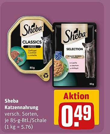 Sheba Katzennahrung verschiedene Sorten, 85-g-Btl./Schale