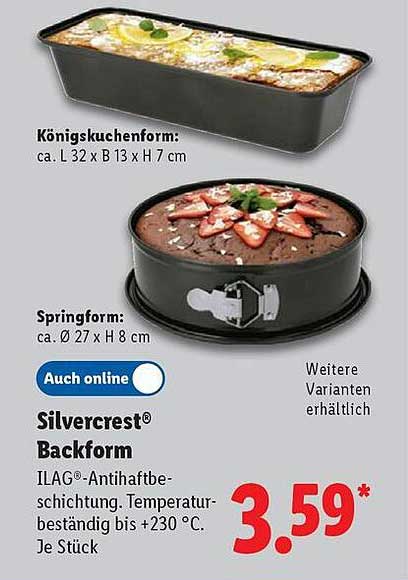 Silvercrest® Backform ILAG®-Antihaftbeschichtung
