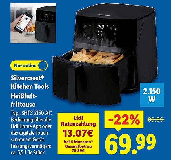 Silvercrest® Kitchen Tools Heißluftfritteuse Typ „SHFS 2150 A1“