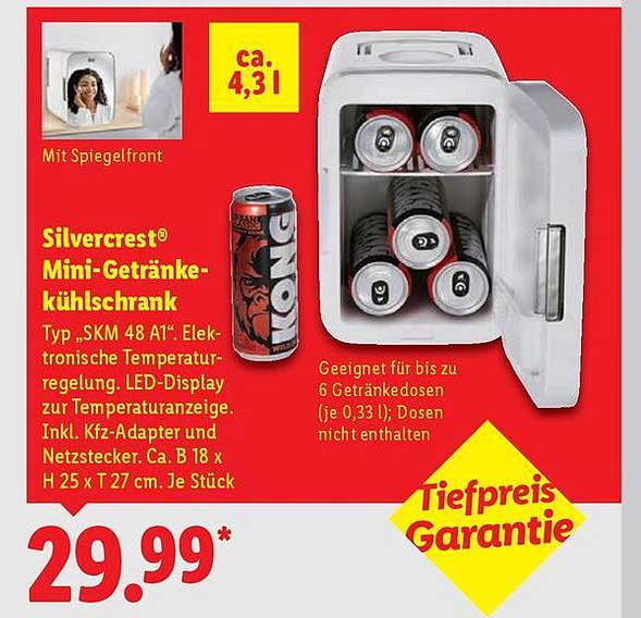 Silvercrest® Mini-Getränkekühlschrank Typ „SKM 48 A1“