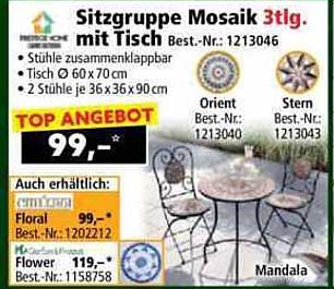 Sitzgruppe Mosaik 3tlg. mit Tisch