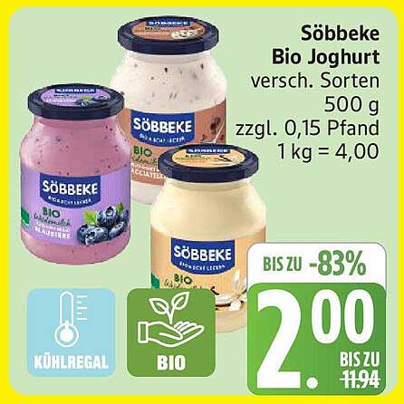 Söbbeke Bio Joghurt – Verschiedene Sorten 500 g