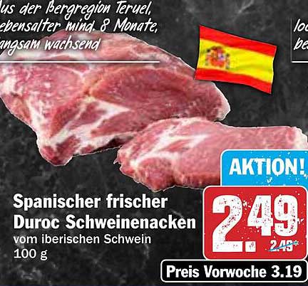 Spanischer frischer Duroc Schweinenacken vom iberischen Schwein