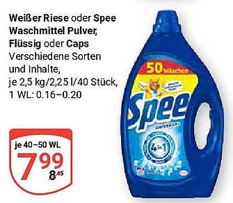 Spee Waschmittel Pulver, Flüssig oder Caps