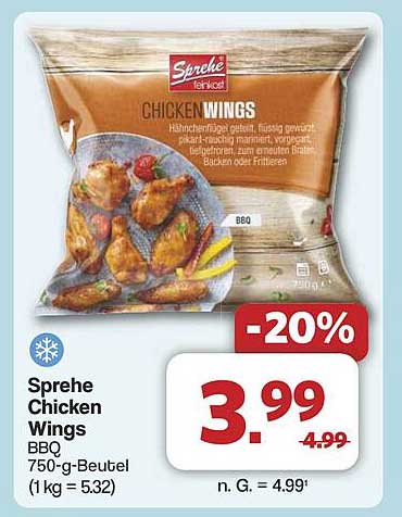 Sprehe Chicken Wings BBQ 750-g-Beutel