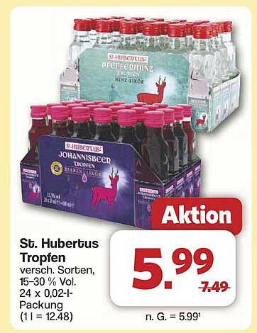St. Hubertus Tropfen - verschiedene Sorten, 15-30 % Vol.