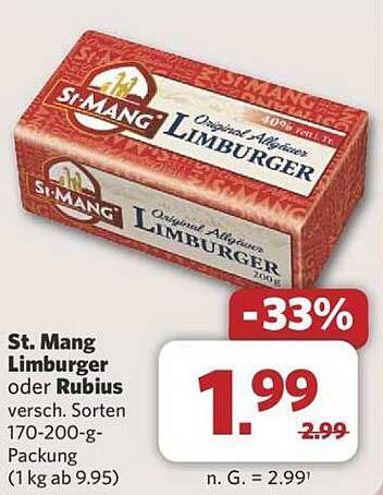 St. Mang Limburger oder Rubius 170-200-g-Packung
