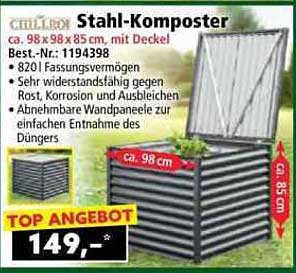 Stahl-Komposter ca. 98x98x85 cm, mit Deckel