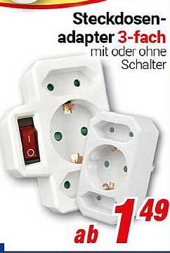 Steckdosenadapter 3-fach mit oder ohne Schalter