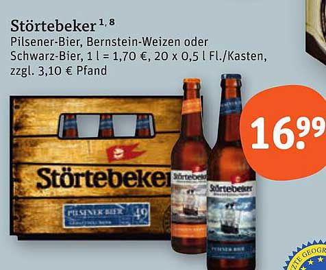 Störtebeker Bier 1,8 – Pilsener-Bier, Bernstein-Weizen oder Schwarz-Bier