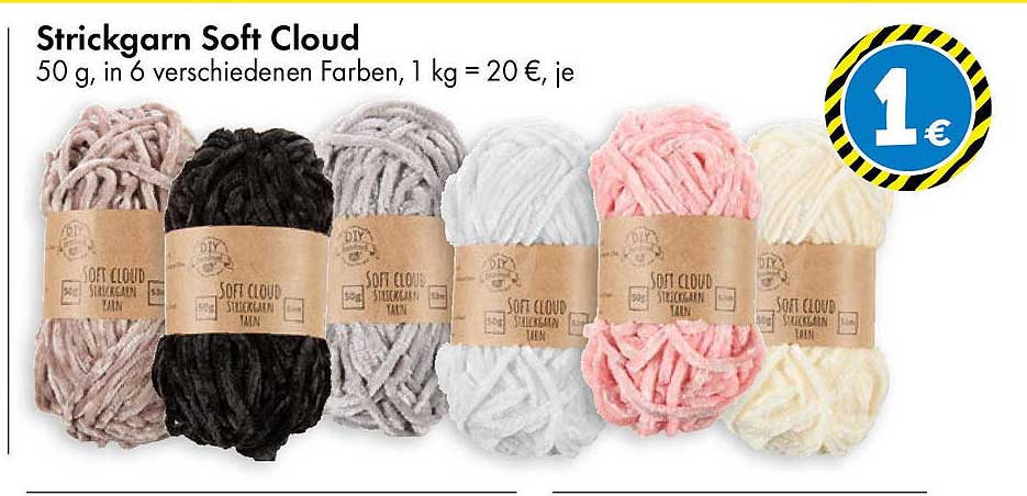 Strickgarn Soft Cloud - 50 g in 6 verschiedenen Farben